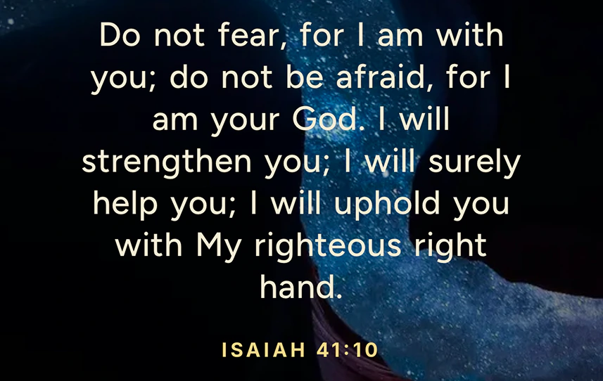 Isaiah 41:10 on a night-sky daily devotional